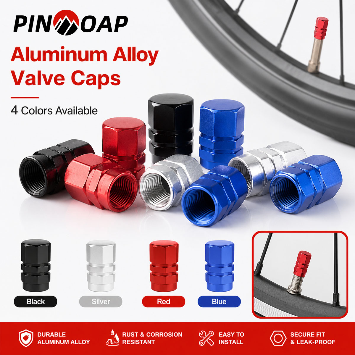 Motorcycle Valve Cover - PINMOAP 4/12PCS Hex Valve Stem Caps